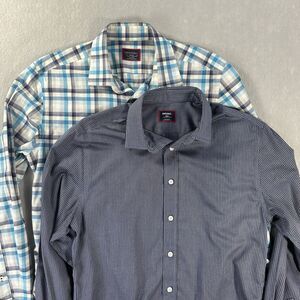 Untuckit Men’s Small Slim Fit Lot of‎ 2 Long Sleeve Button Down Blue Combo